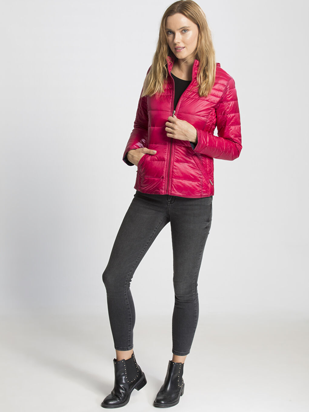 Fuşya Şişme Mont-2