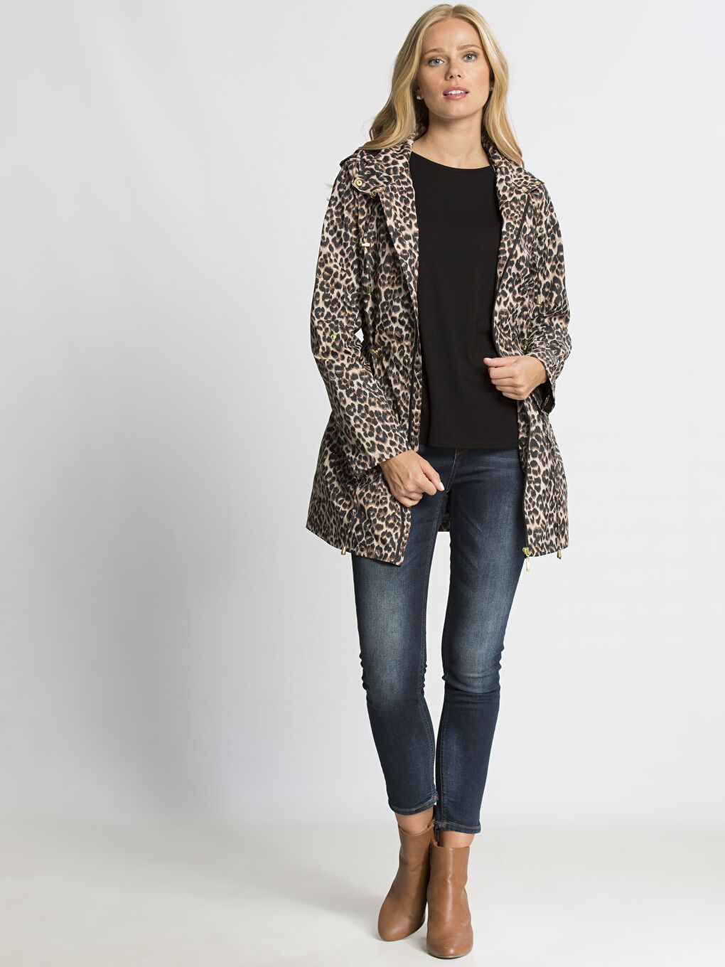 Kahverengi Kahve Baskılı Yağmurluk-2