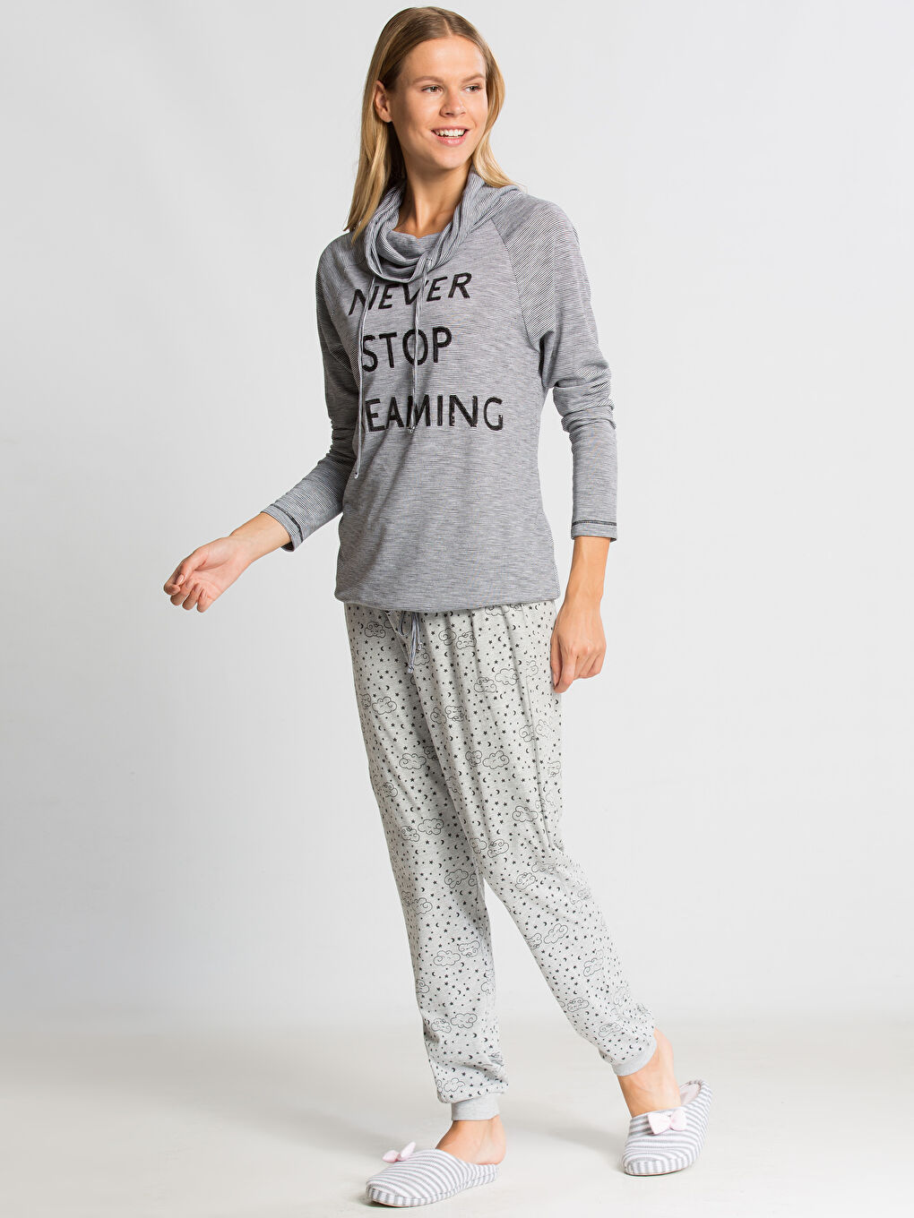 Frau DUNKELBLAU Pyjama-Oberteil-2