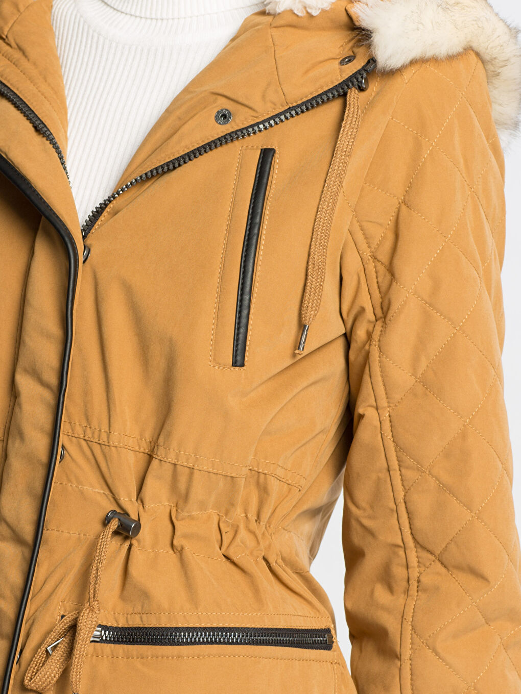 Woman BEIGE Parka Coat-4