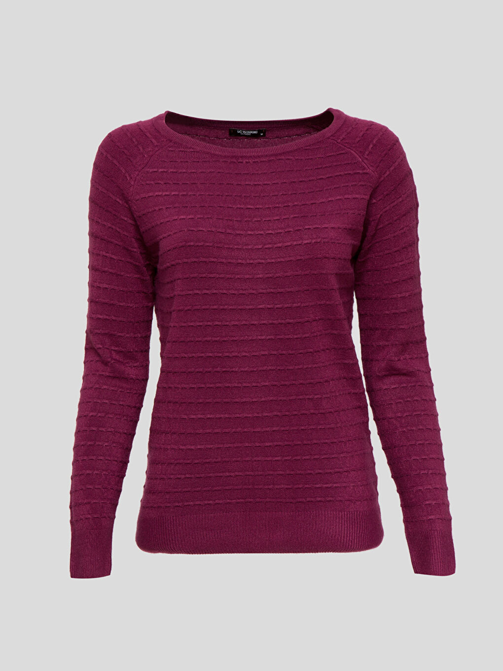 Mor Düz Bisiklet Yaka Kazak-3