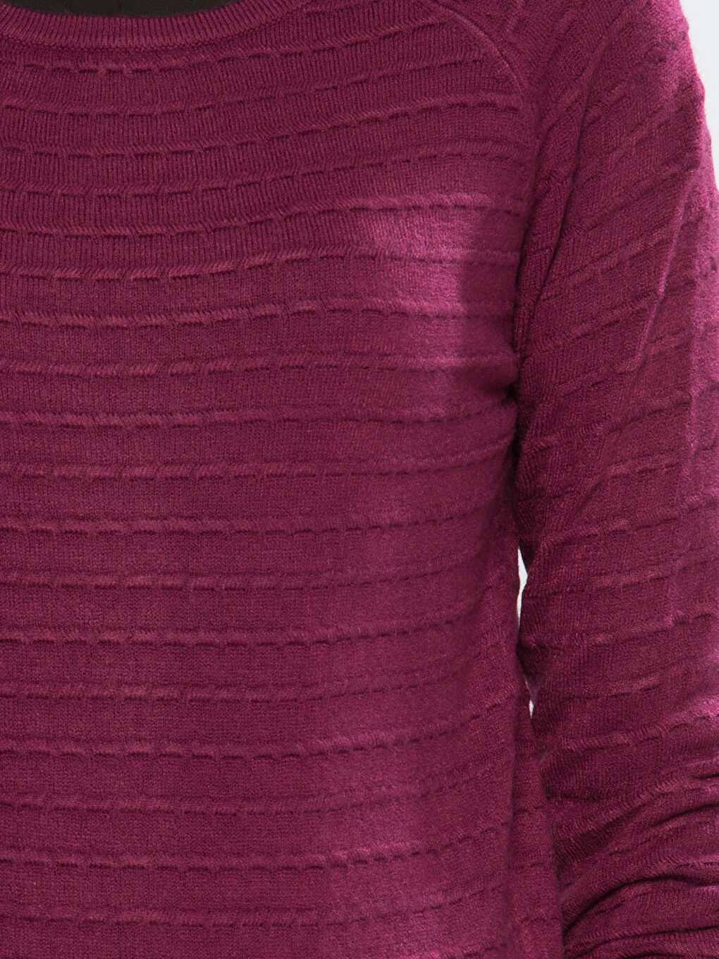 Mor Düz Bisiklet Yaka Kazak-4