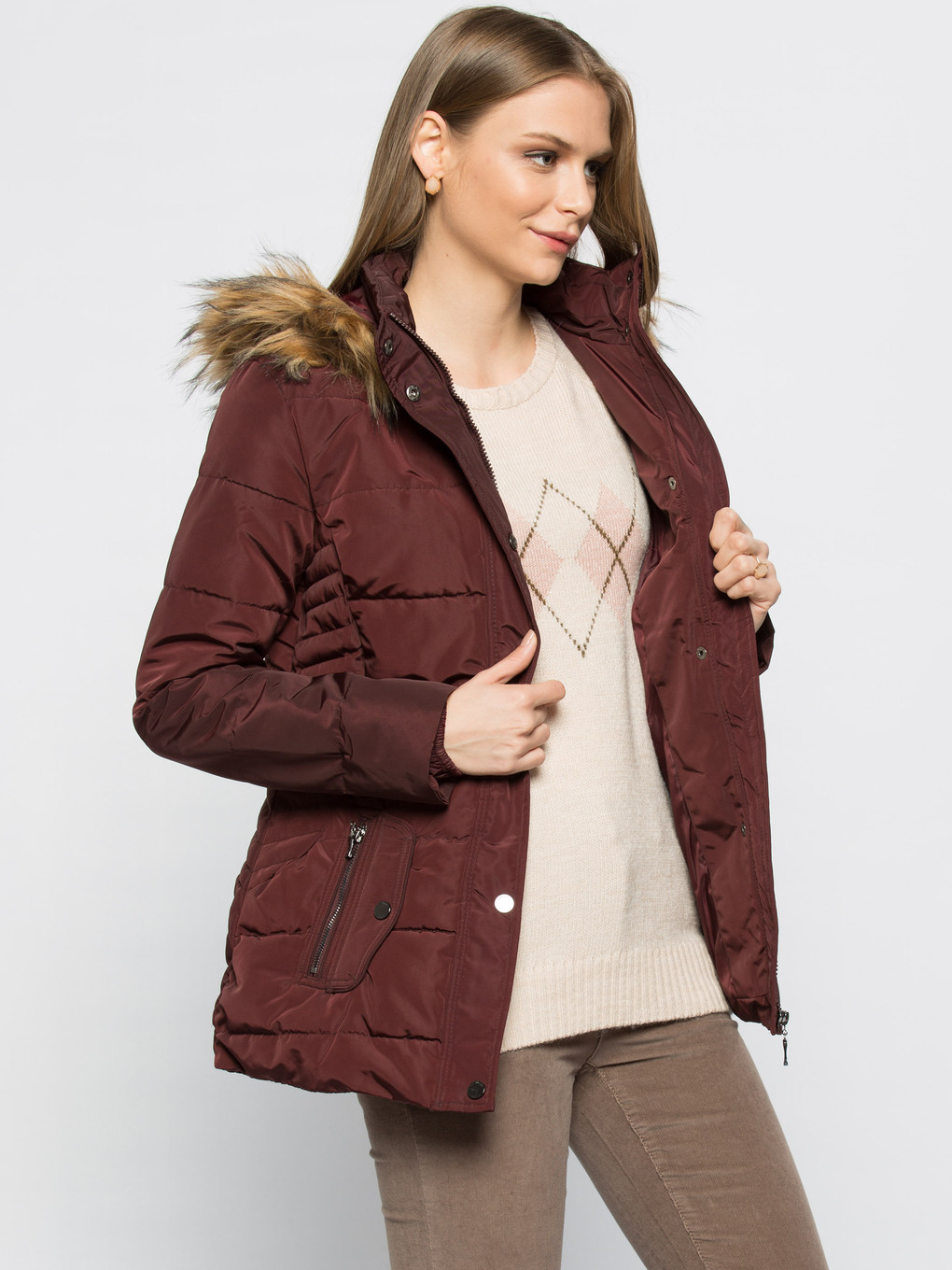 Bordo Şişme Mont-1