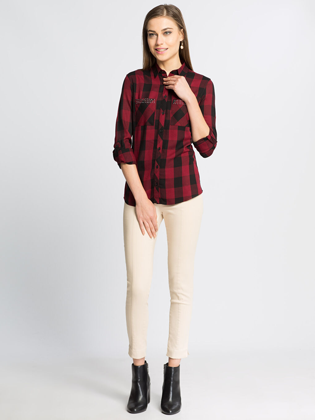 Bordo Ekose Gömlek-2