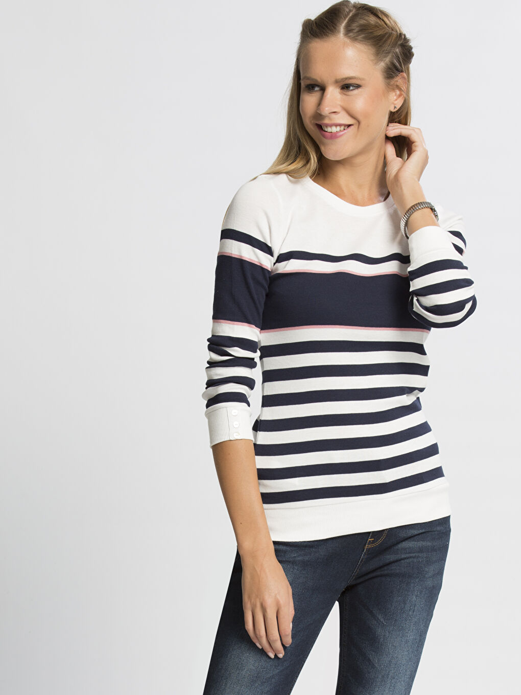 Lacivert Çizgili Tişört