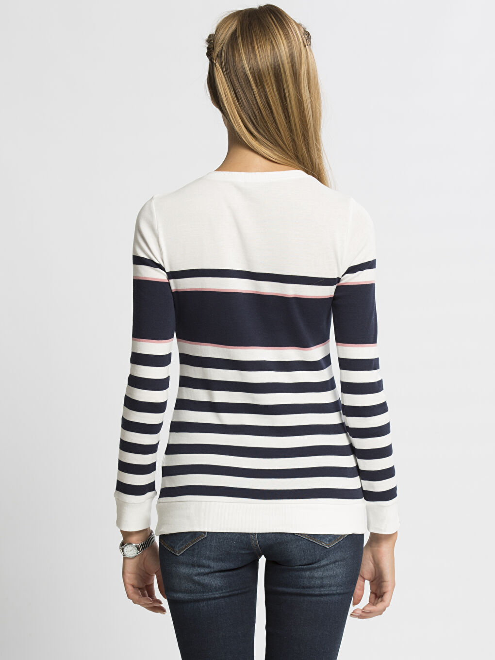 Lacivert Çizgili Tişört-1