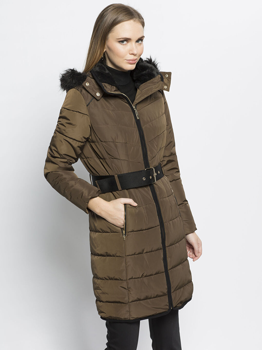 Koyu Haki Şişme Mont