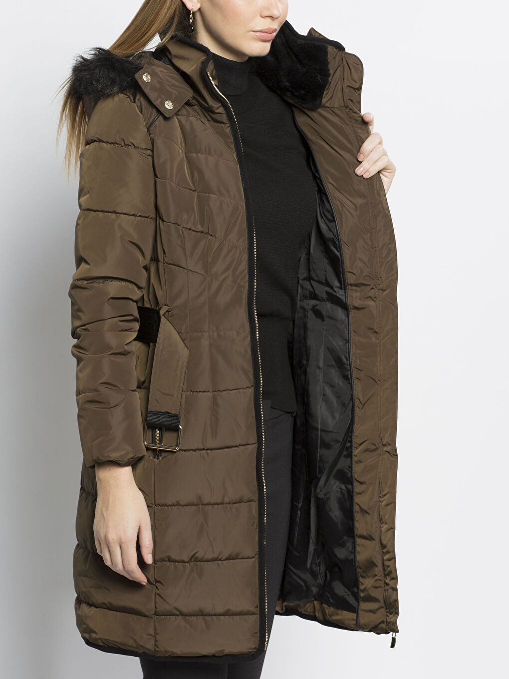 Koyu Haki Şişme Mont-1