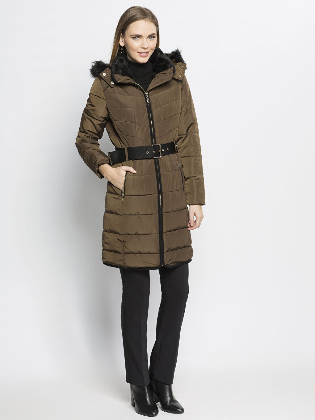 Koyu Haki Şişme Mont-3