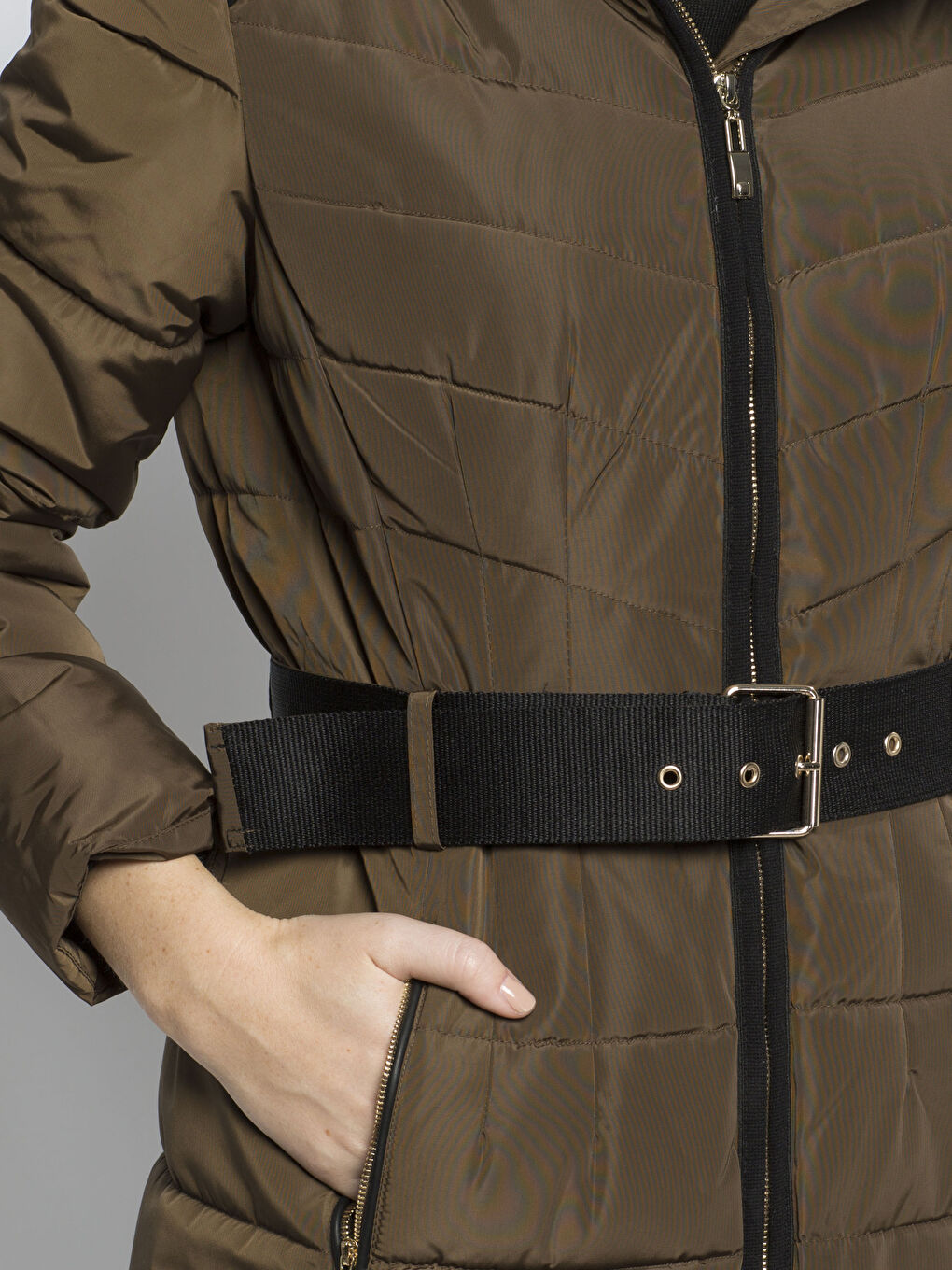 Koyu Haki Şişme Mont-4