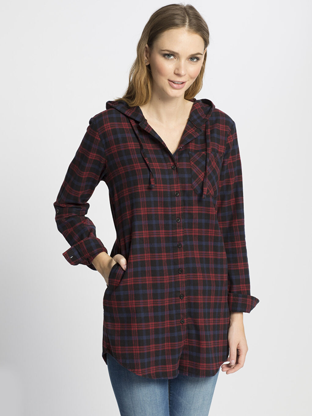 Lacivert Ekose Tunik