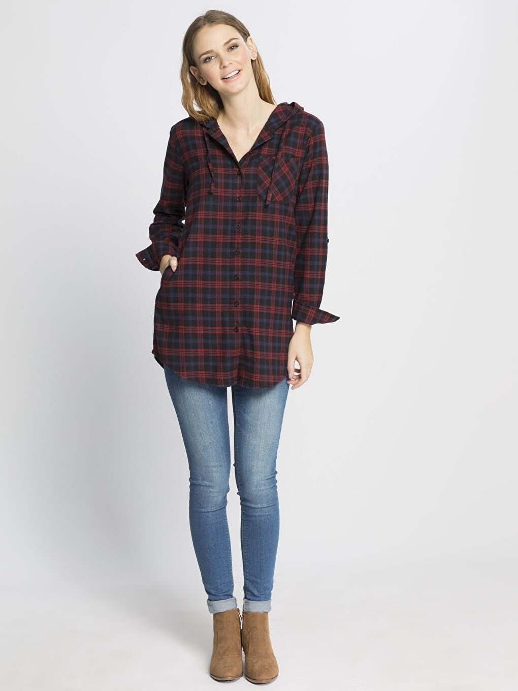 Lacivert Ekose Tunik-2