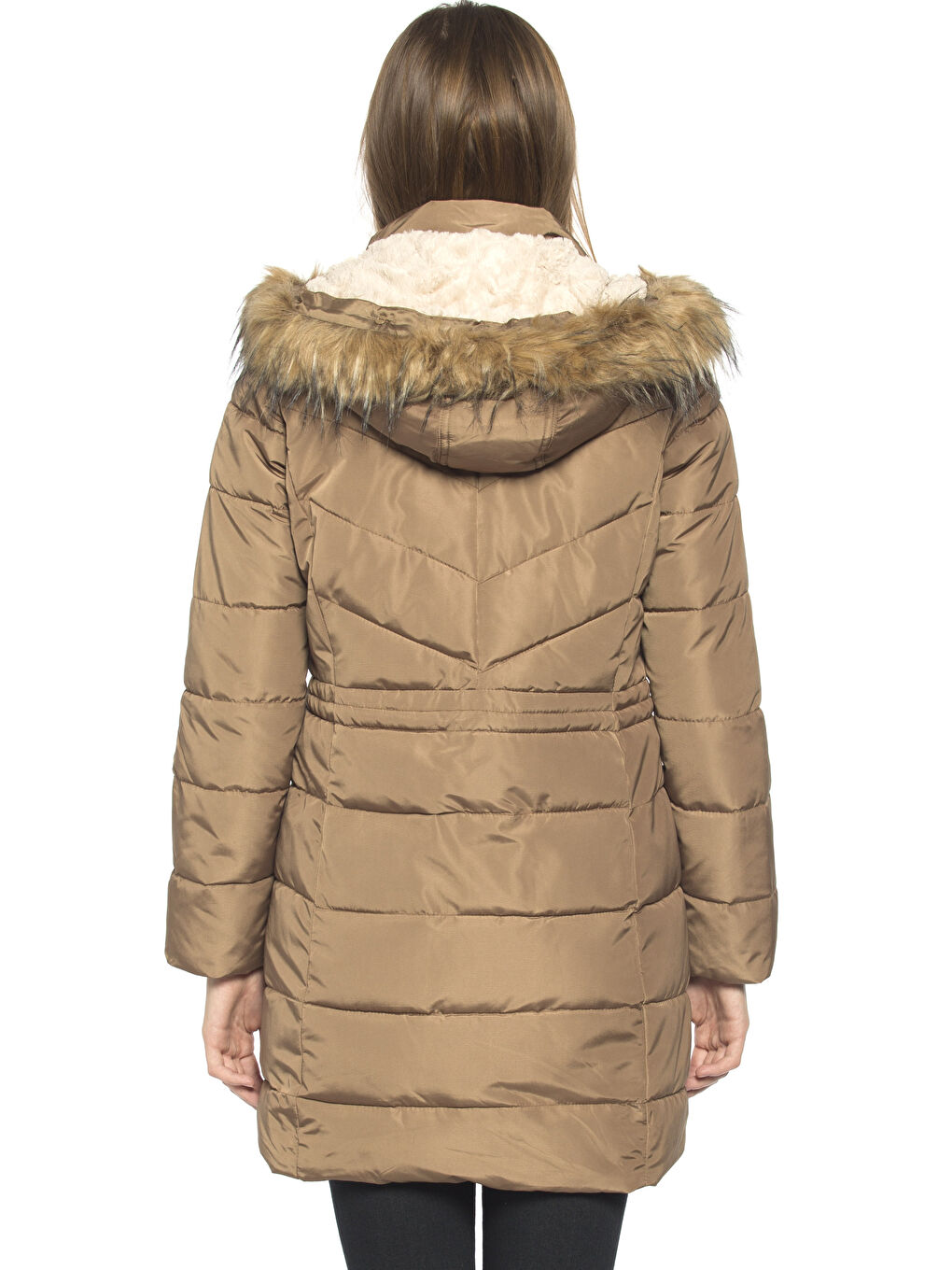 Kahverengi Sütlü Kahve Şişme Mont-2