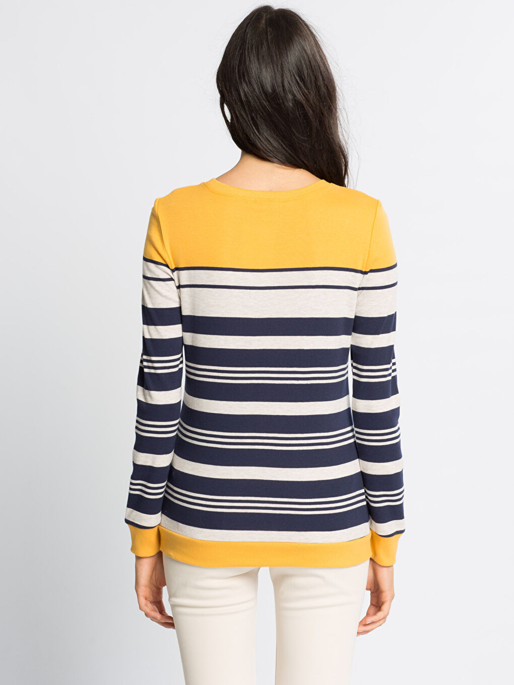 Yeşil Hardal Çizgili Tişört-1