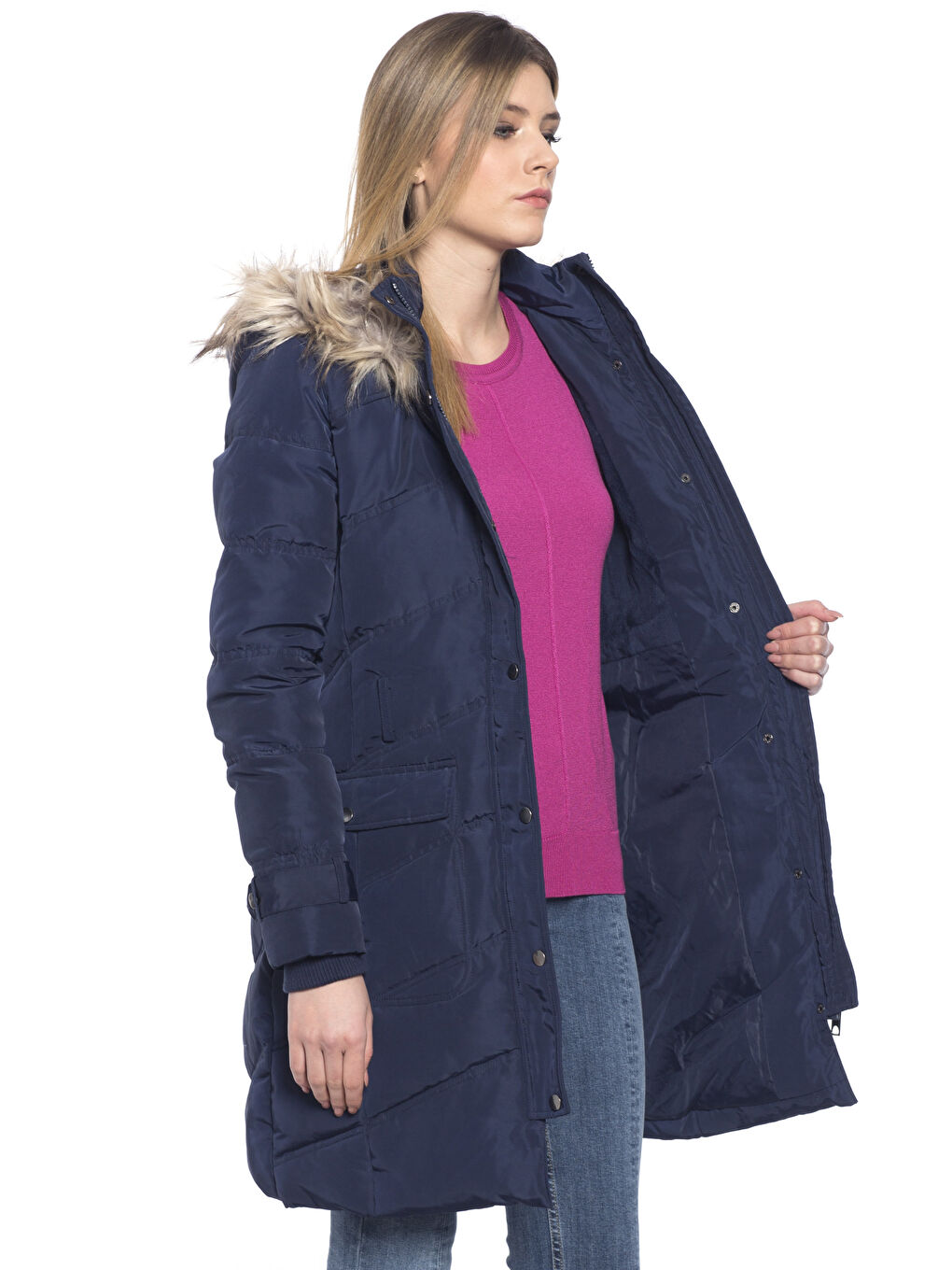 Lacivert Şişme Mont-1