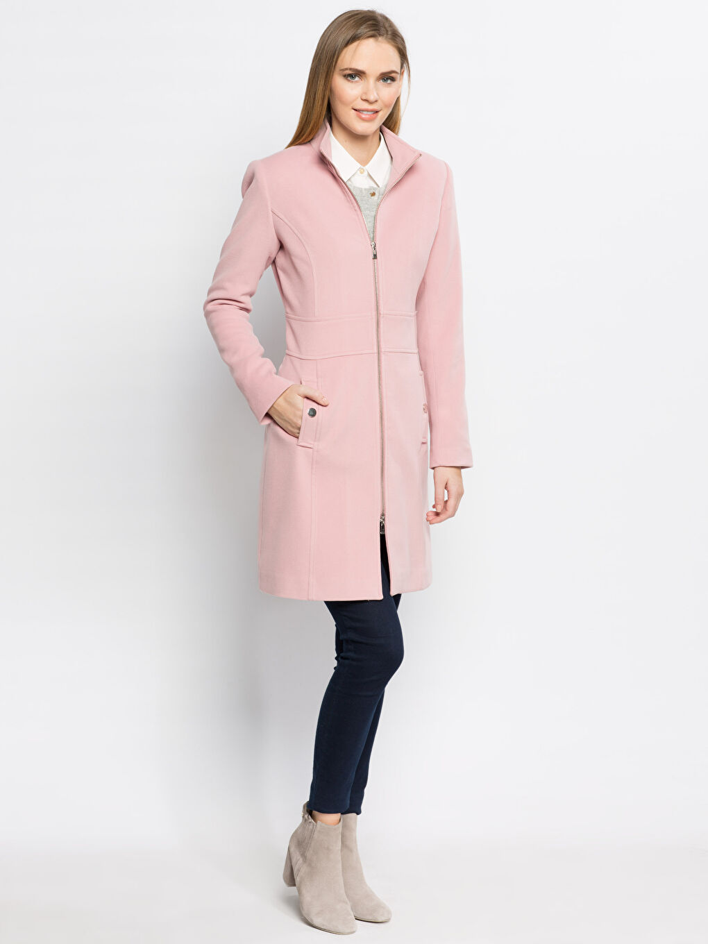 معطف من الصوف المخلوط وردى نساء-3