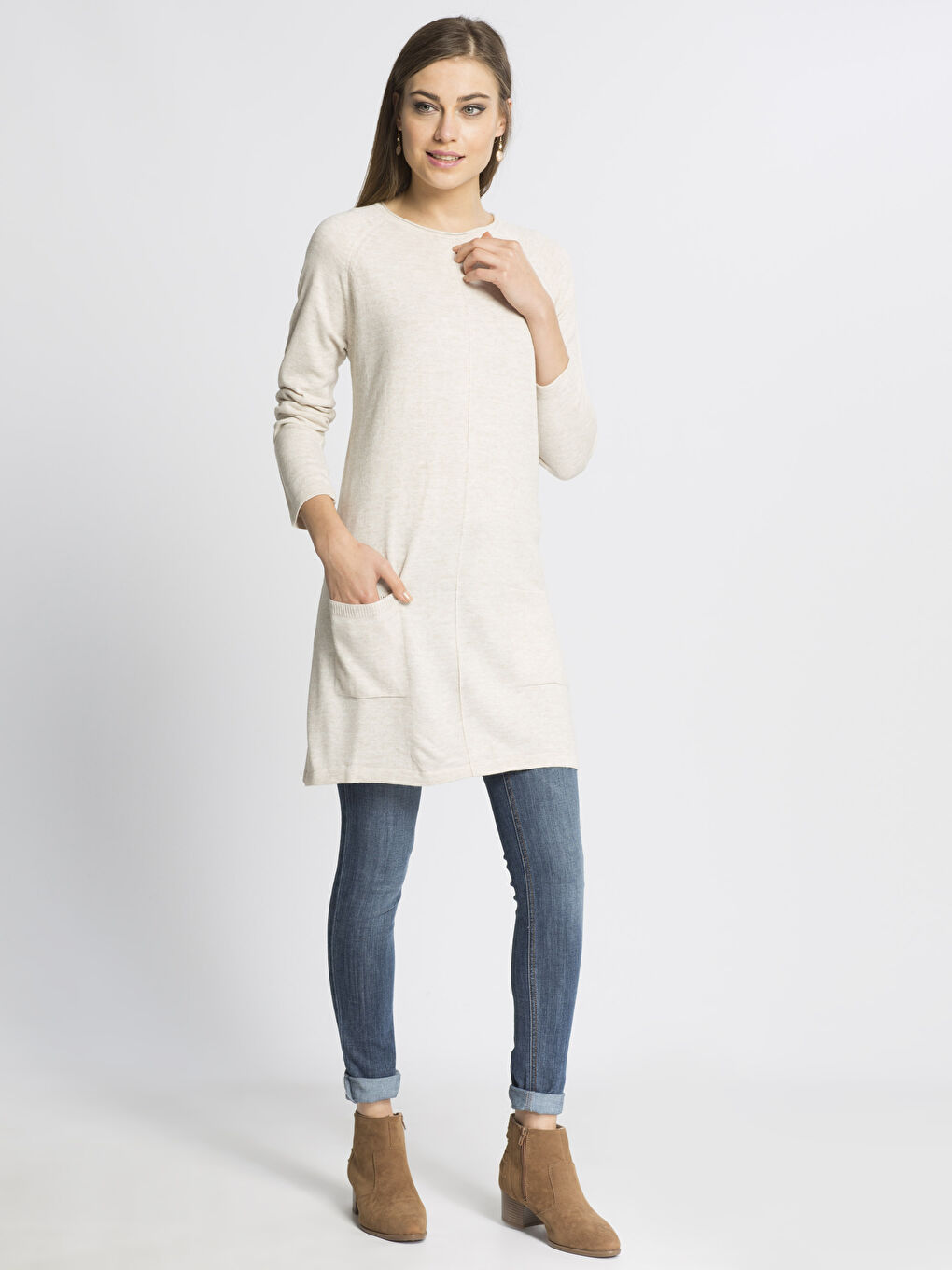 Crew Neck Plain Tunic-2