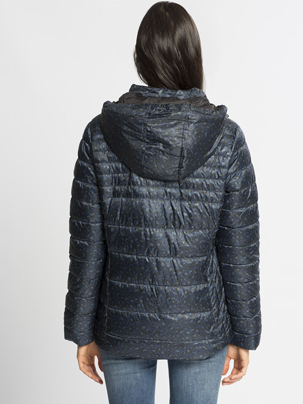 Lacivert Baskılı Şişme Mont-1