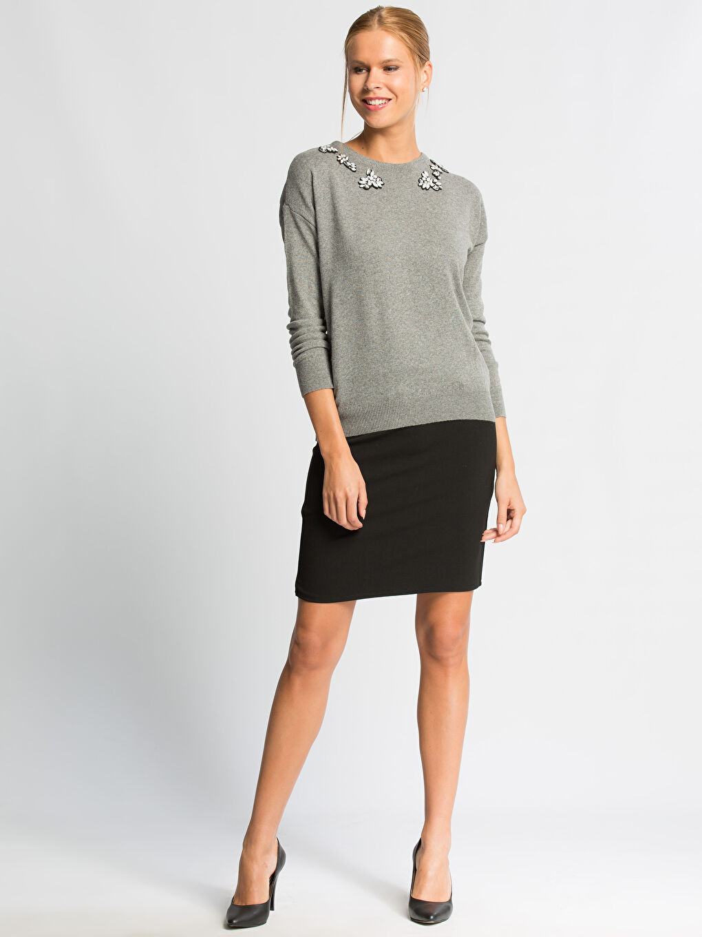 Açık Gri Melanj Kazak-2