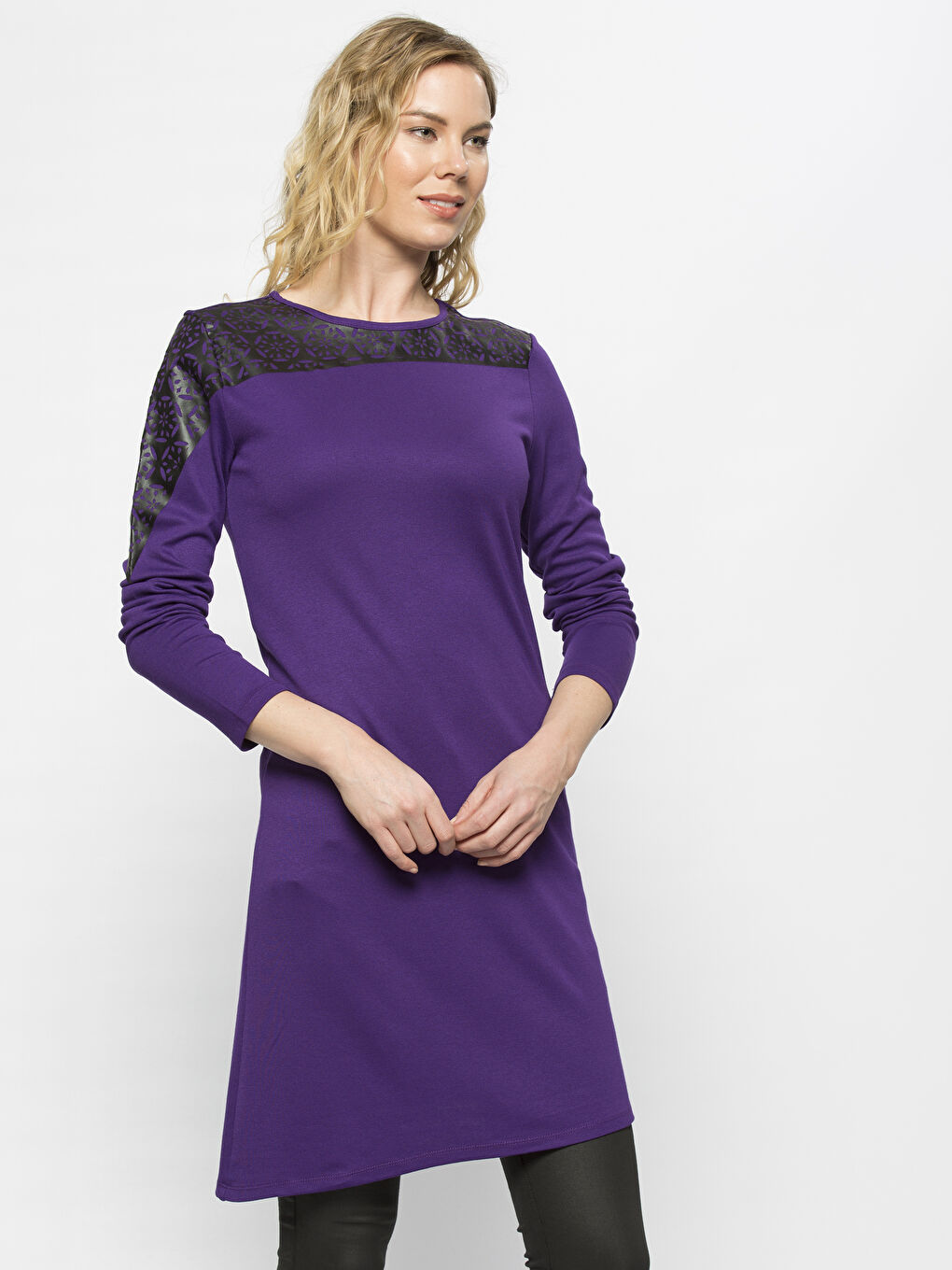 Koyu Mor Sweatshirt Tunik