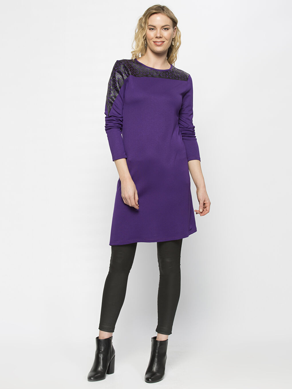 Koyu Mor Sweatshirt Tunik-2