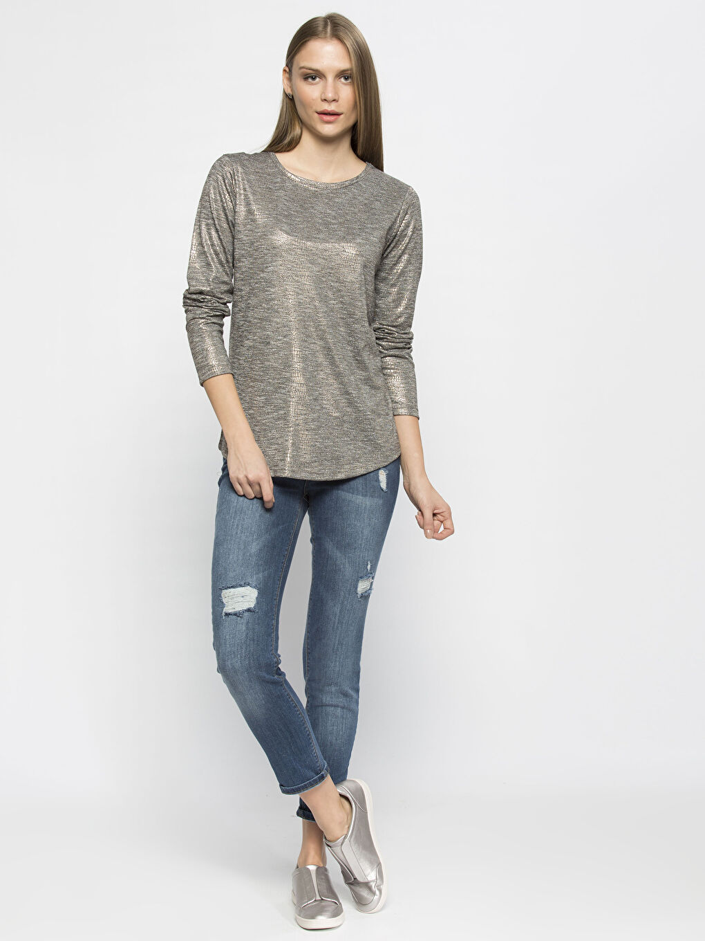 Gri Melanj Tişört-2