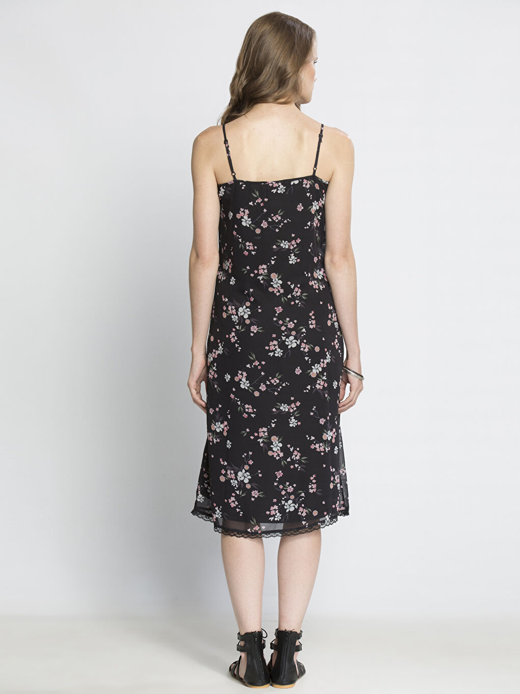 Siyah Baskılı Elbise-1