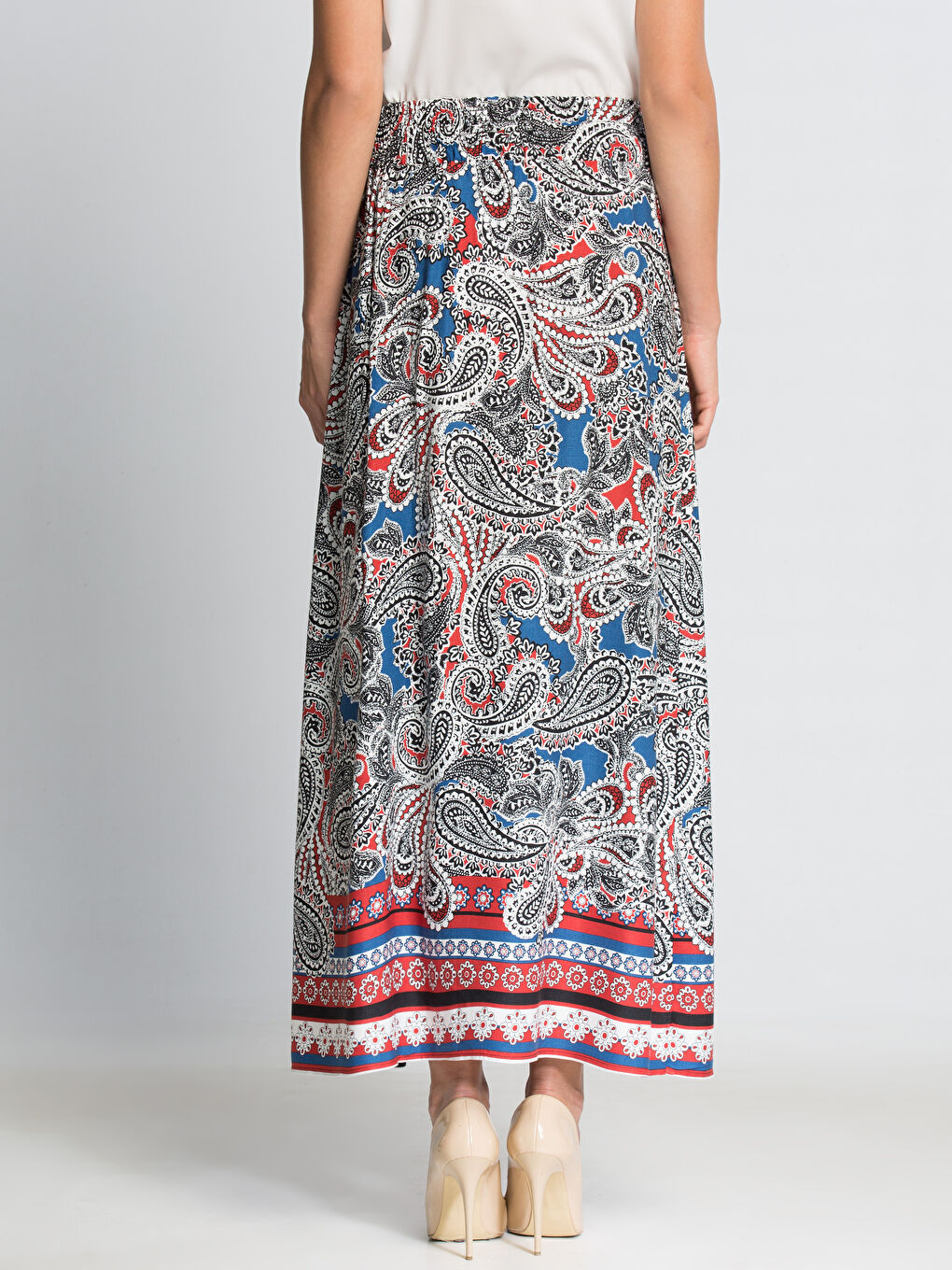 Lacivert Baskılı Etek-1