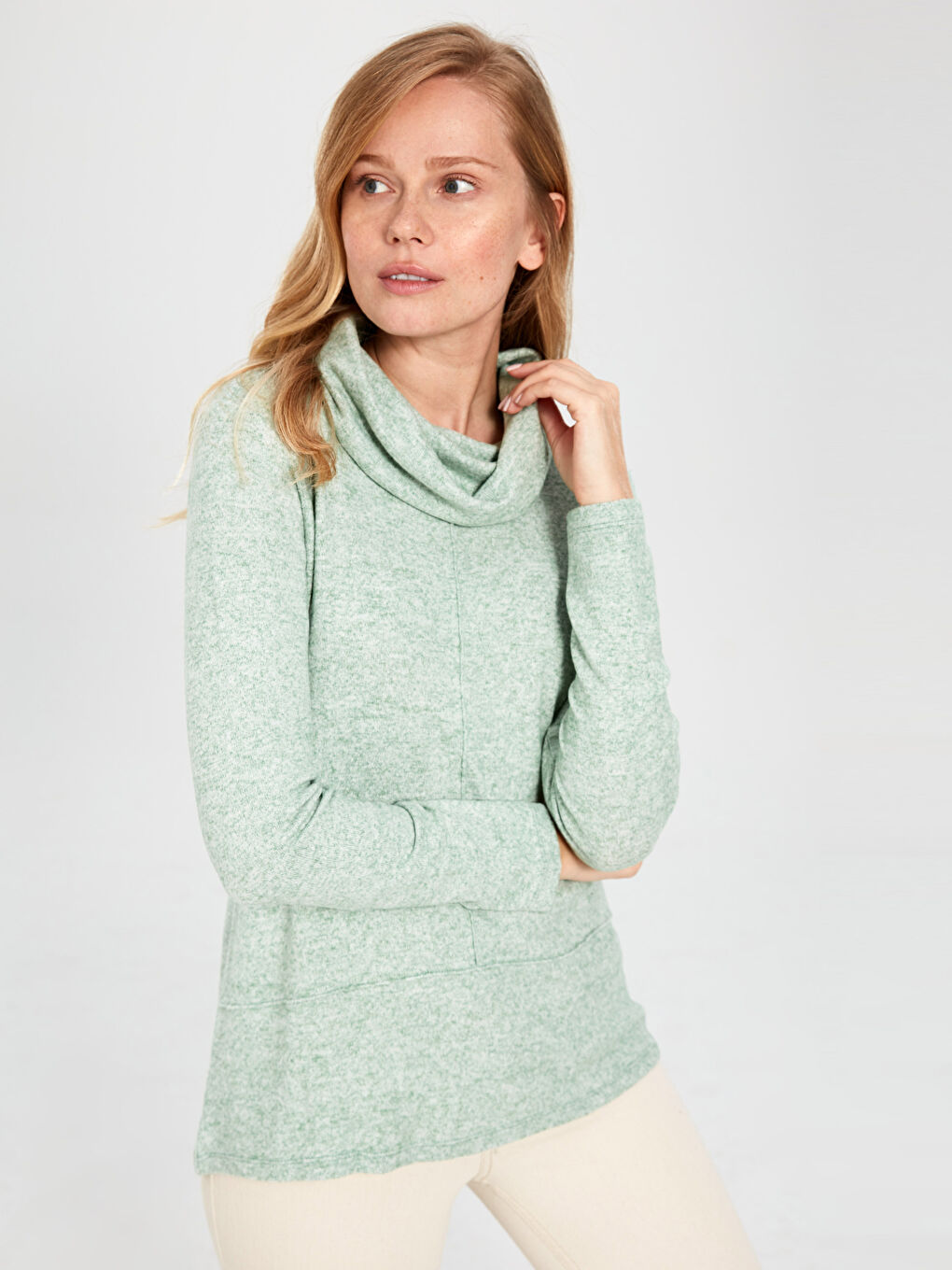 Nane Yeşili Melanj Tişört-1