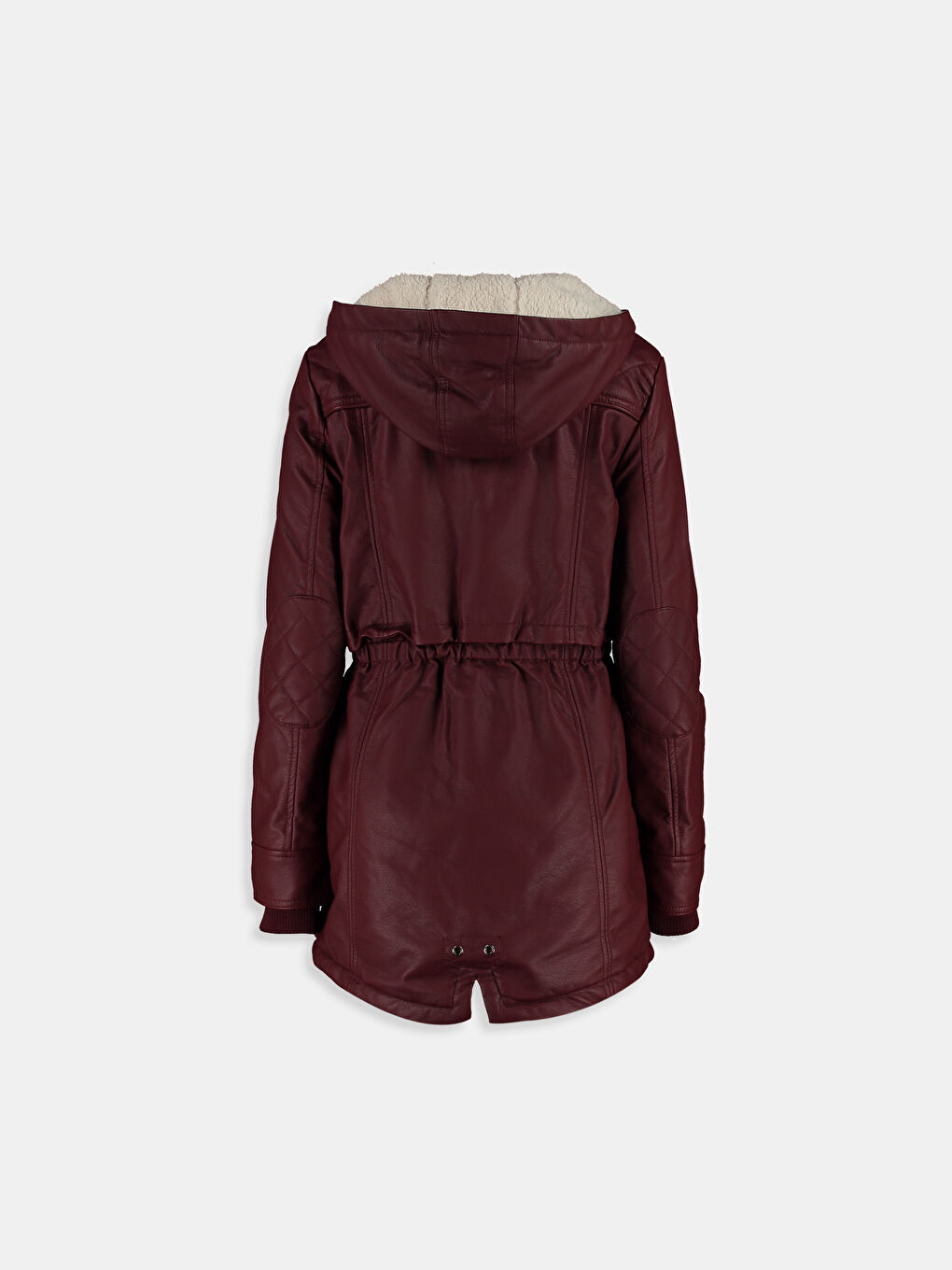 Bordo Deri Görünümlü Mont-2