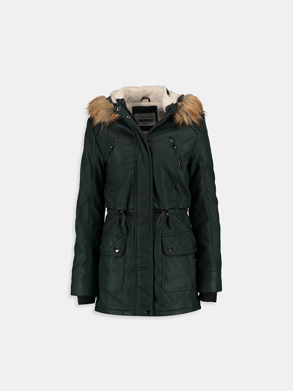 Yeşil Emerald Green Deri Görünümlü Mont