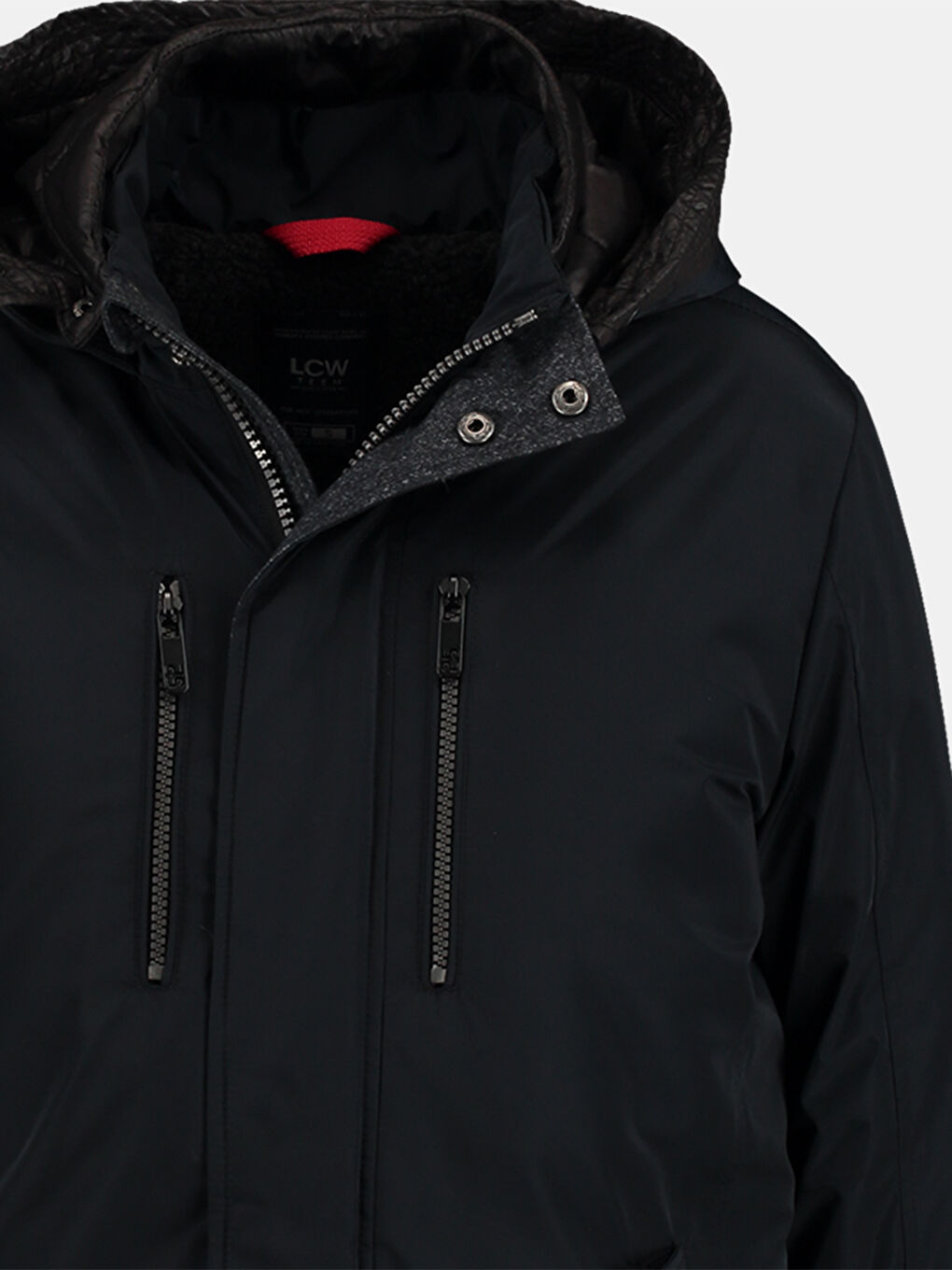 Lacivert Kapüşonlu Kalın Parka-3