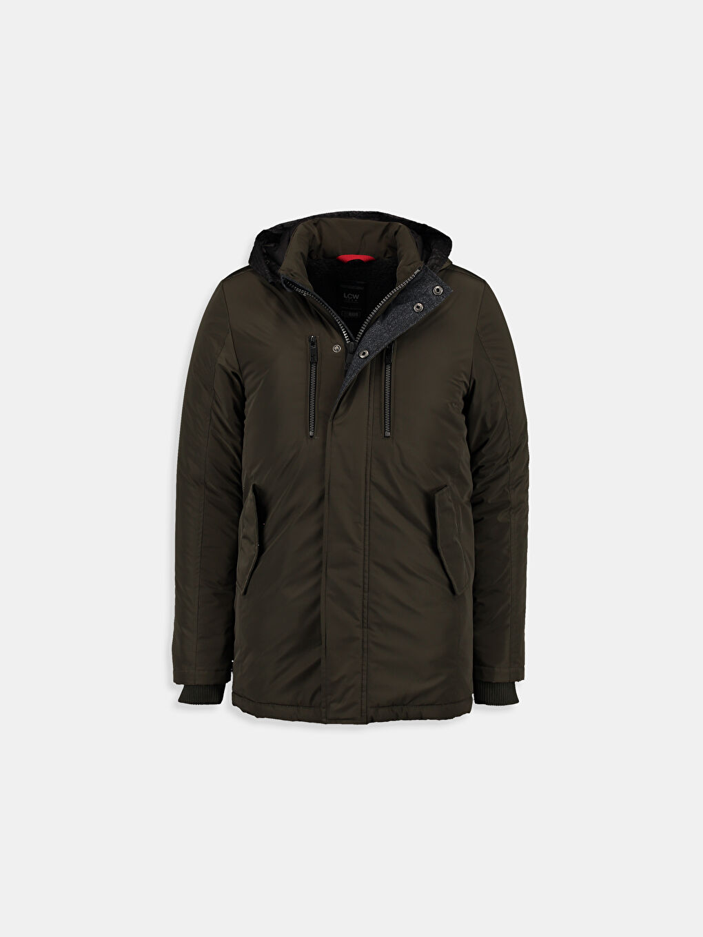 Haki Kapüşonlu Kalın Parka