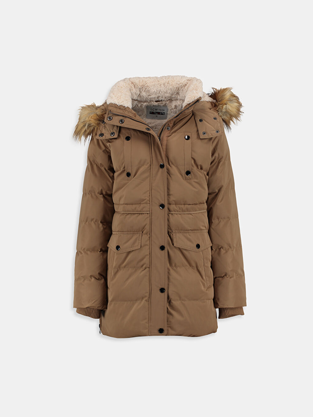 Kahverengi Deve Tüyü Şişme Mont