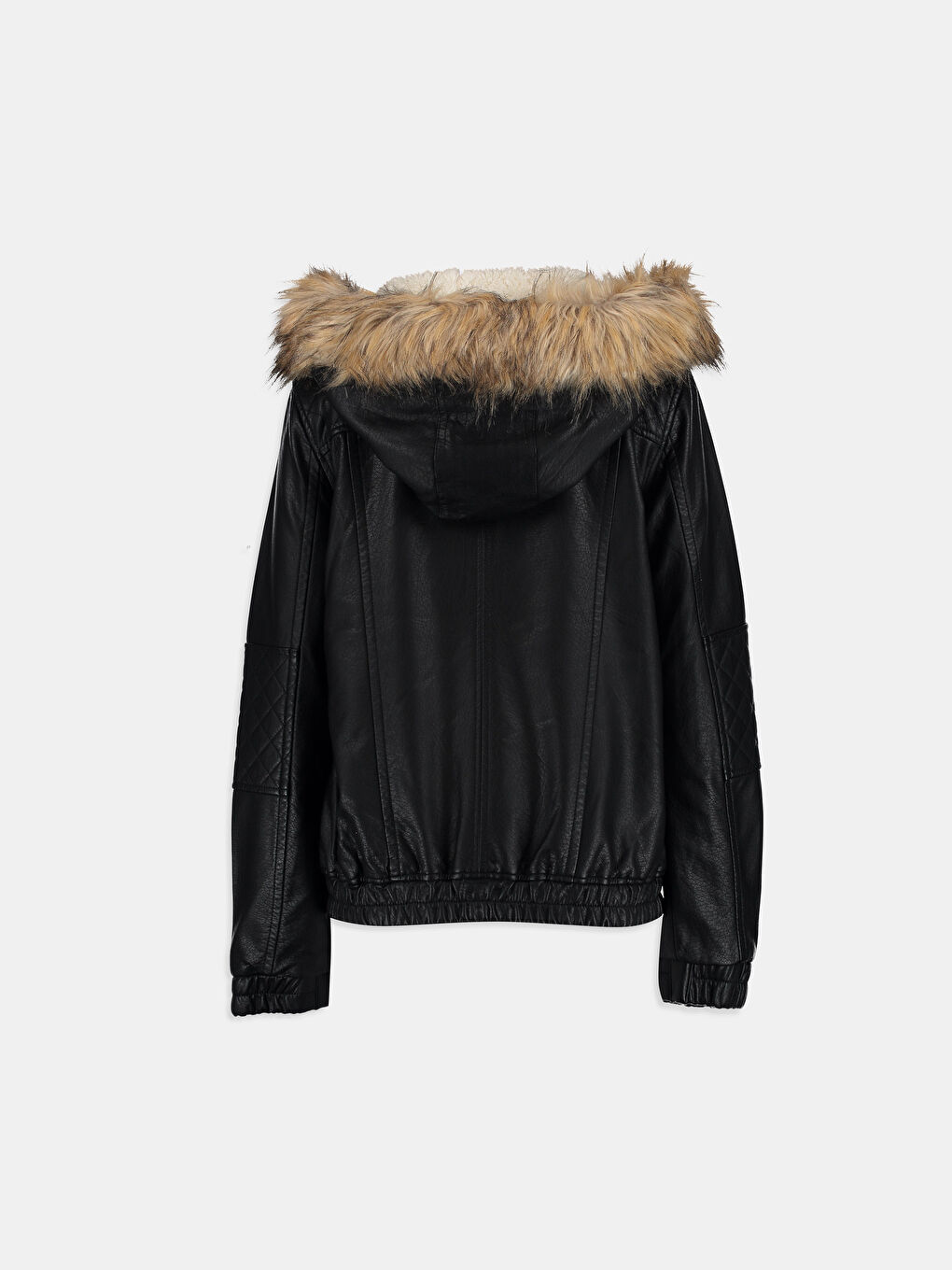 Yeni Siyah Deri Görünümlü Mont-1