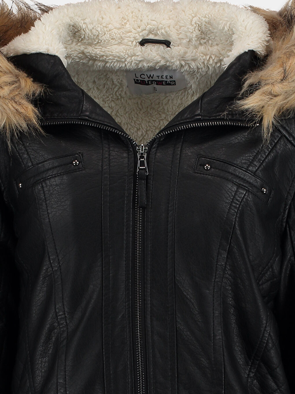 Yeni Siyah Deri Görünümlü Mont-3