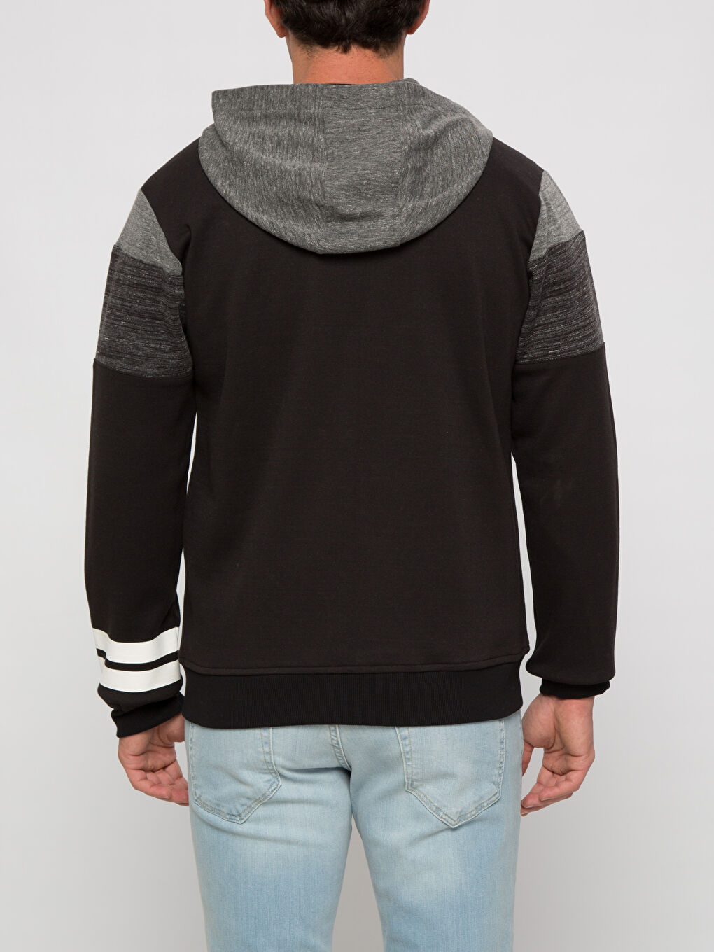 Siyah Sıyah Fermuarlı Sweatshirt-1