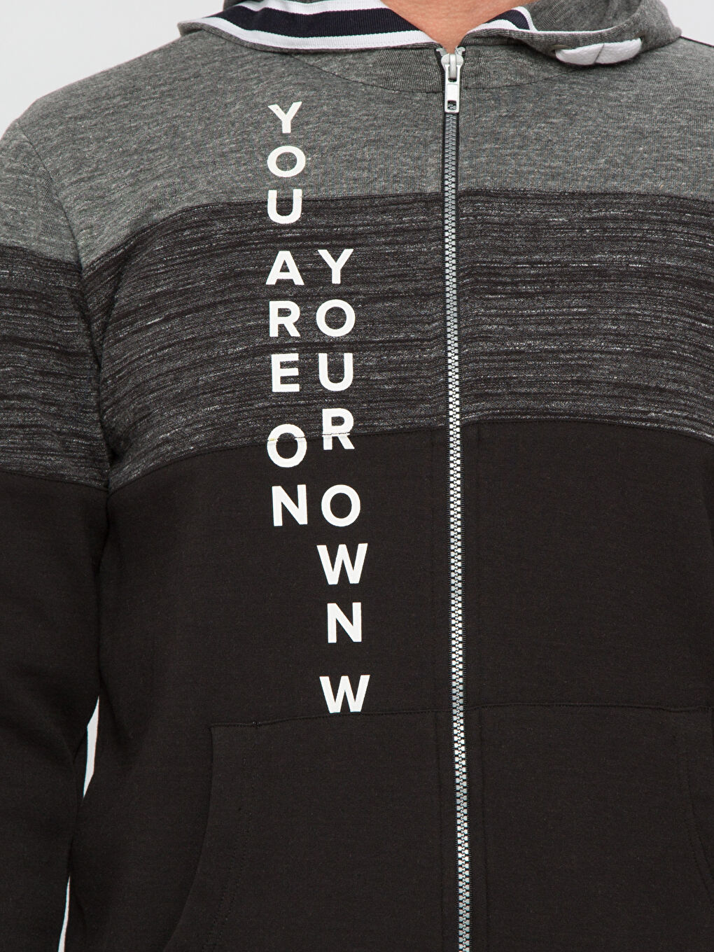 Siyah Sıyah Fermuarlı Sweatshirt-3