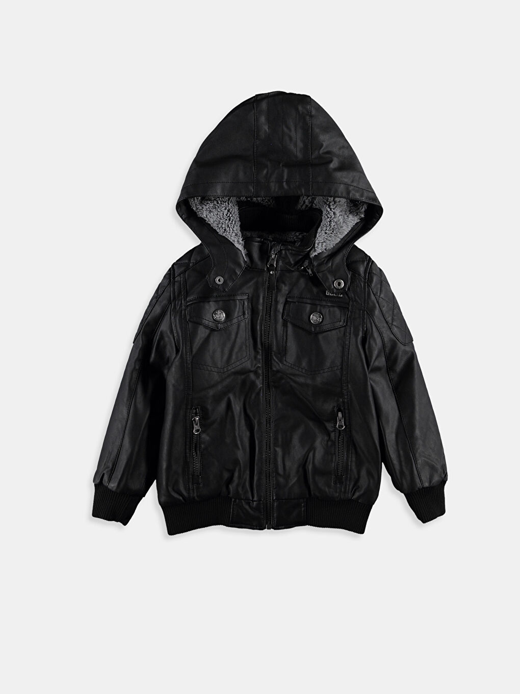 LCW Kids Unisex SCHWARZ Mantel aus Kunstleder -6K0966Z4-804