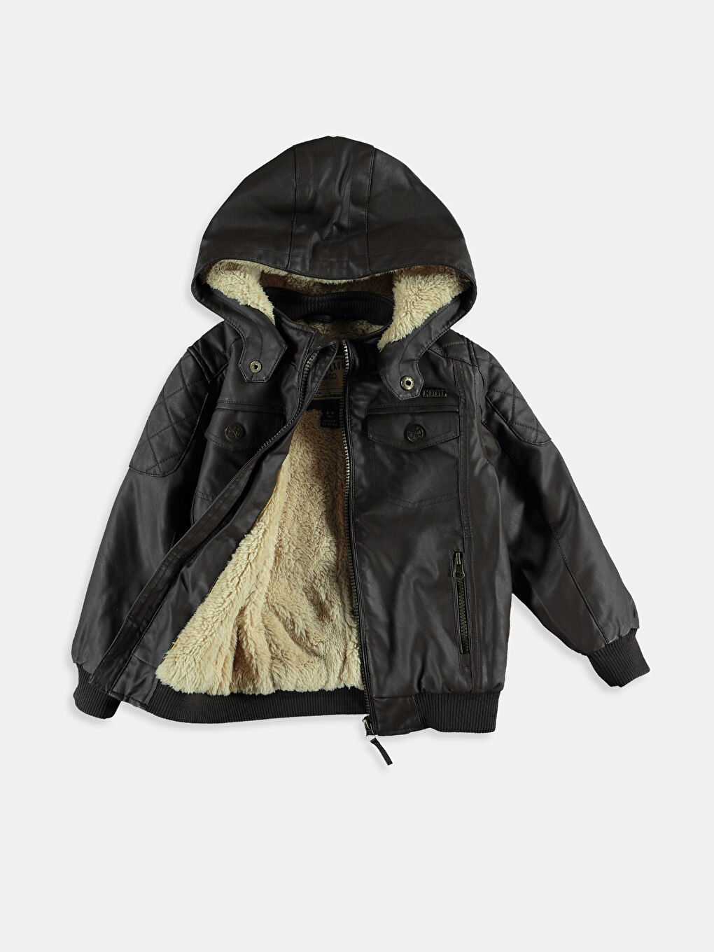 Kahverengi Kahve Deri Görünümlü Mont-1