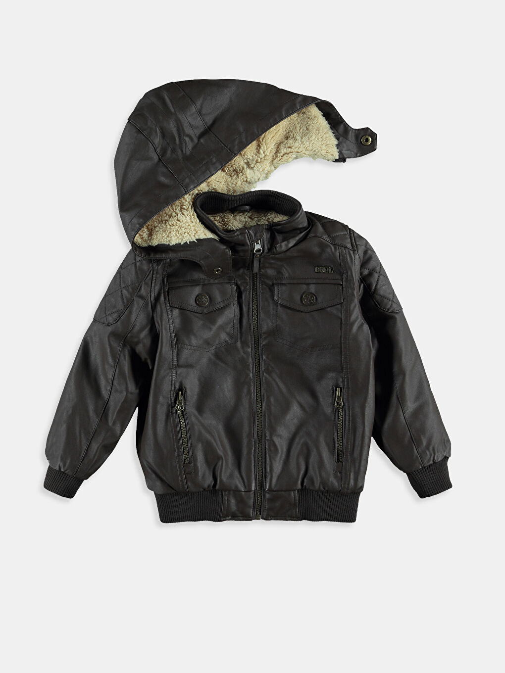 Kahverengi Kahve Deri Görünümlü Mont-2