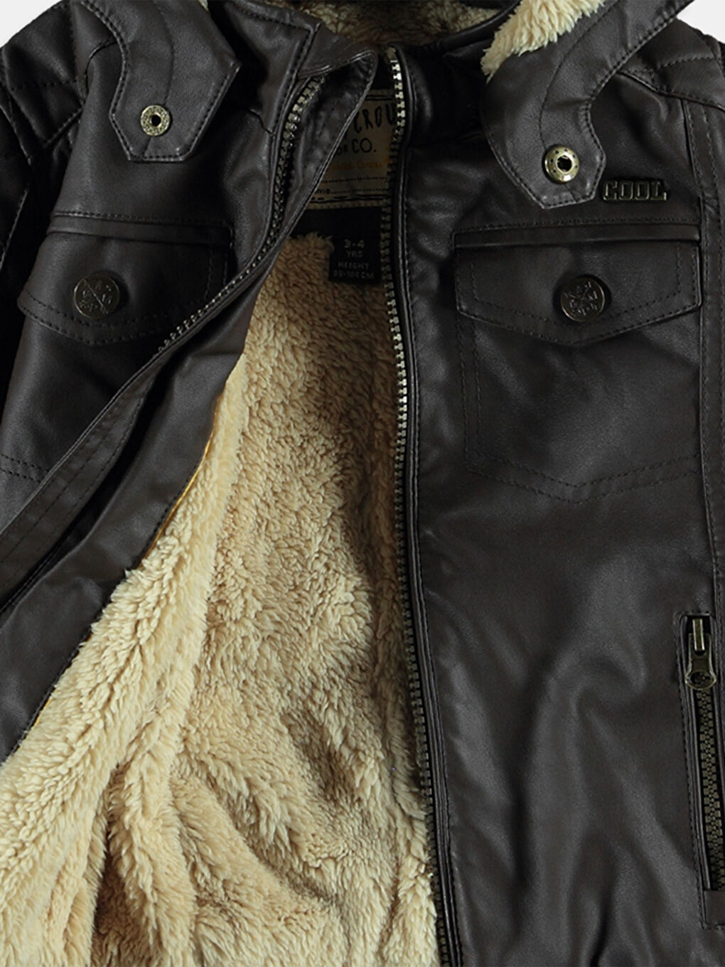 Kahverengi Kahve Deri Görünümlü Mont-3