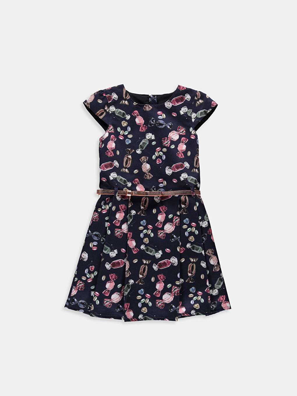 Lacivert Baskılı Elbise