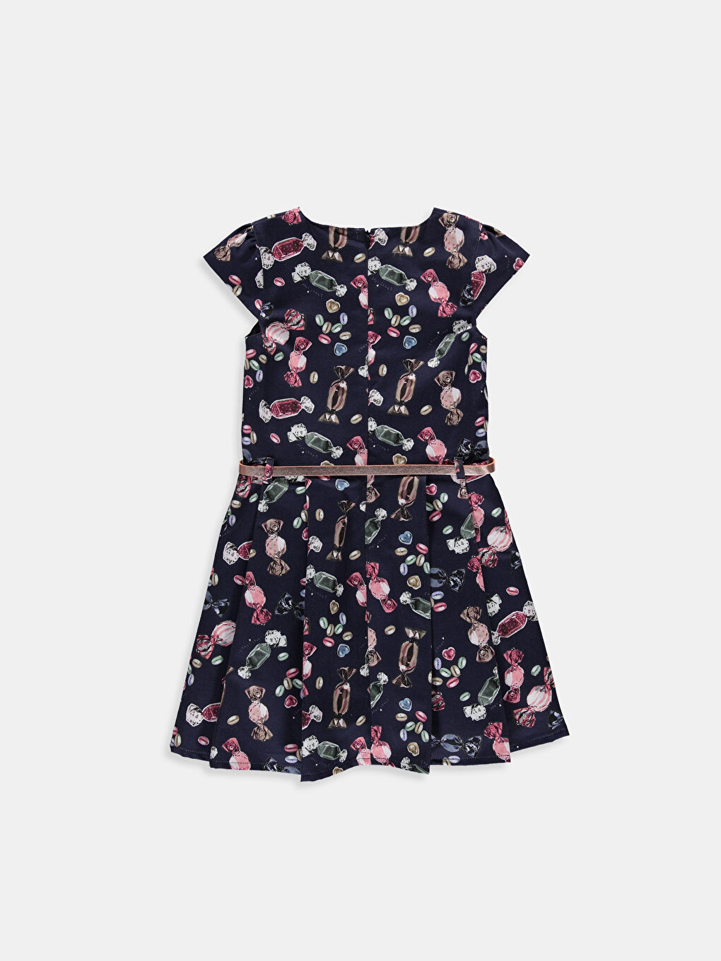 Lacivert Baskılı Elbise-1