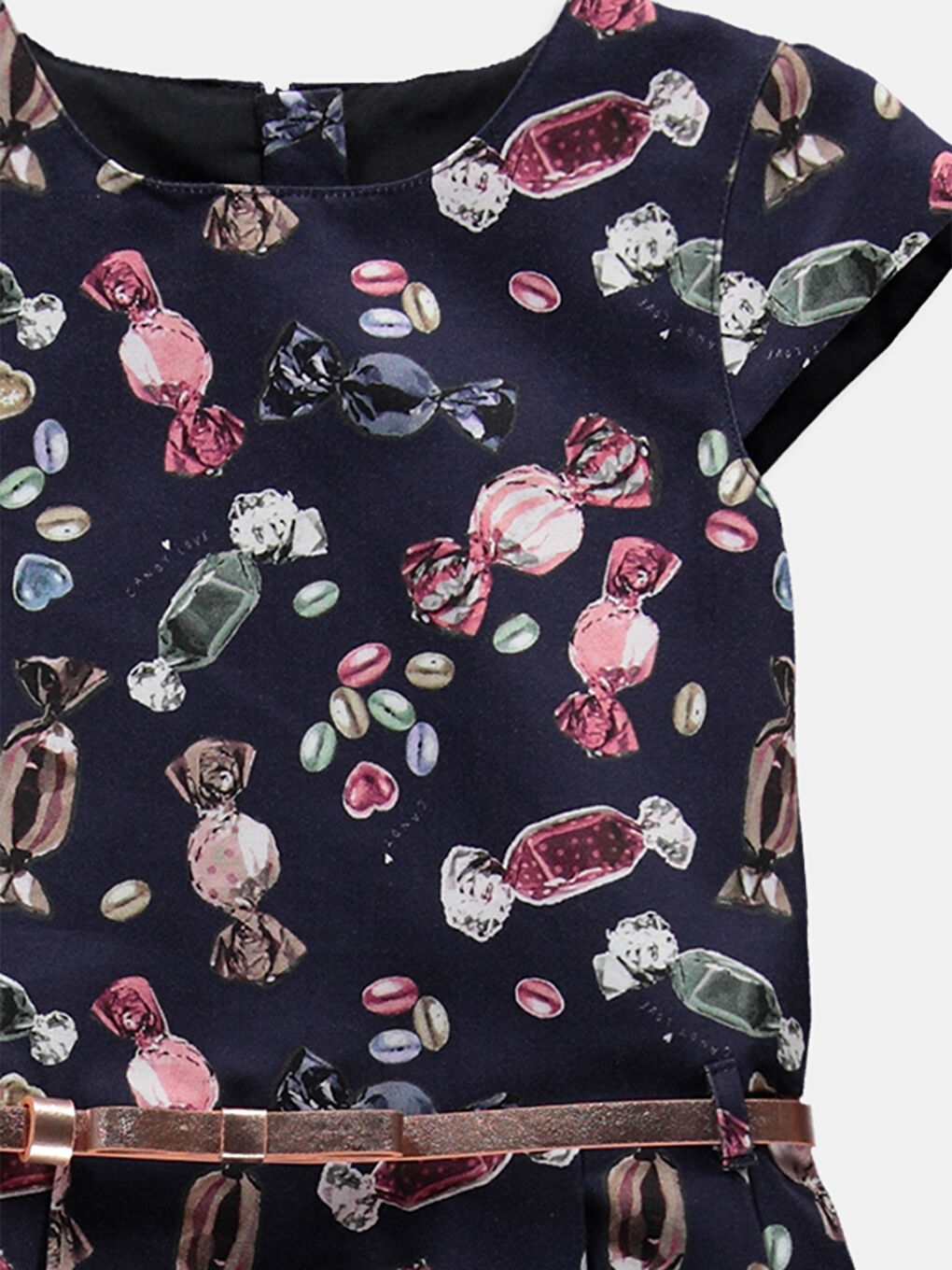 Lacivert Baskılı Elbise-2