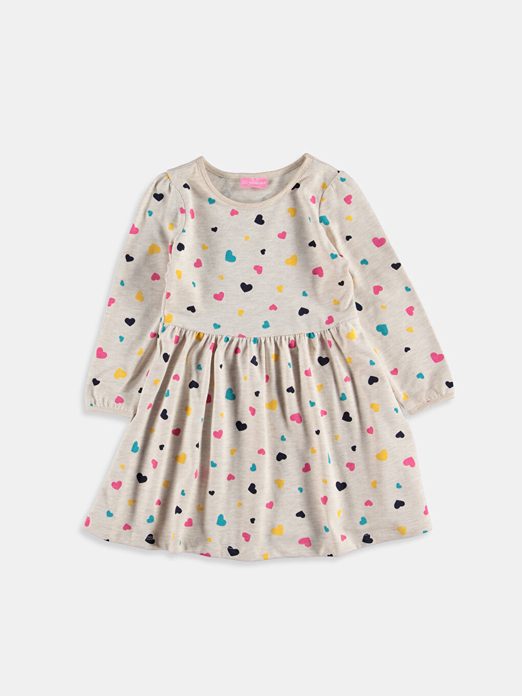 Ekru Baskılı Elbise