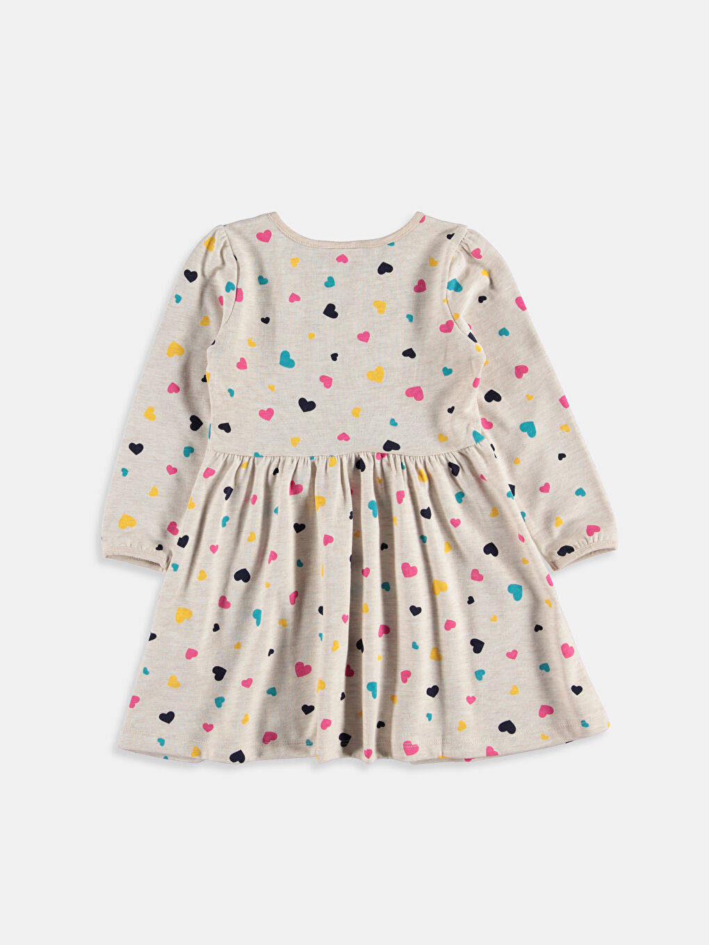 Ekru Baskılı Elbise-1