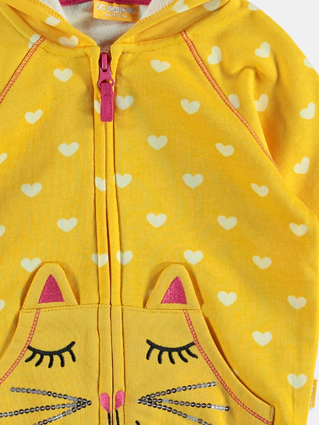 Sarı Baskılı Fermuarlı Sweatshirt-1
