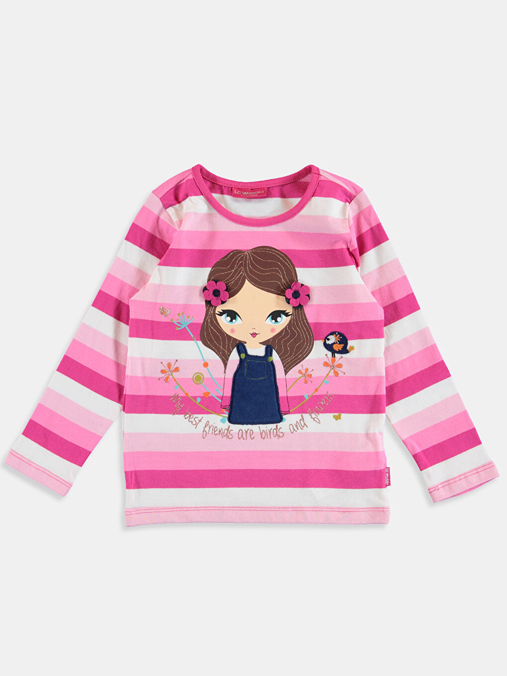 Ekru-Fuşya Tişört