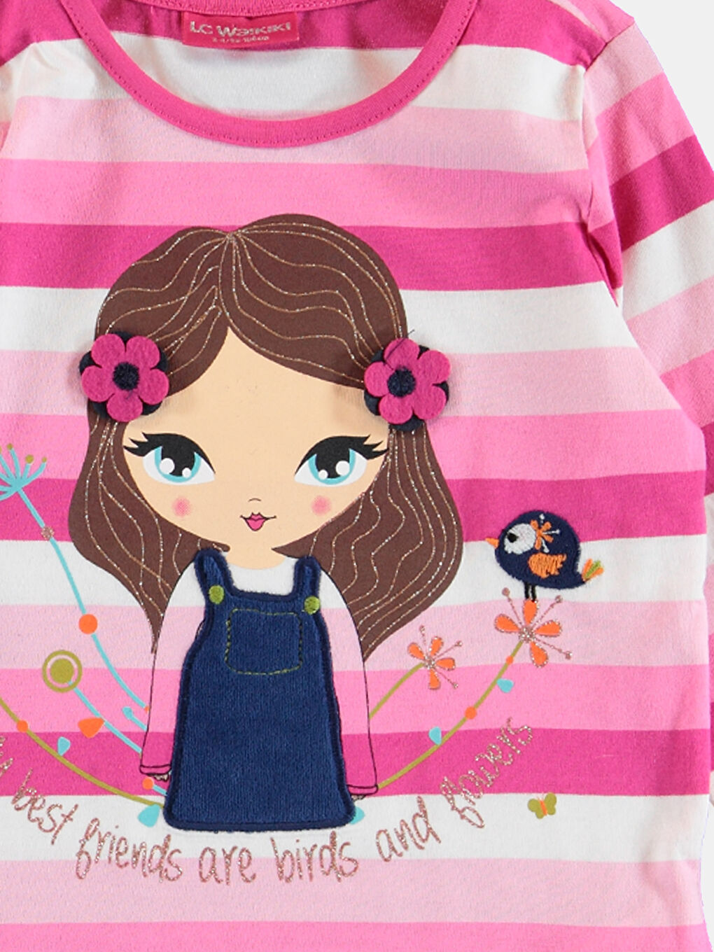 Ekru-Fuşya Tişört-1